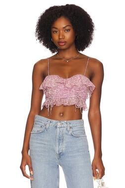 Tularosa Claudia Corset Crop Top Juno Purple Floral Size Medium X Revolve